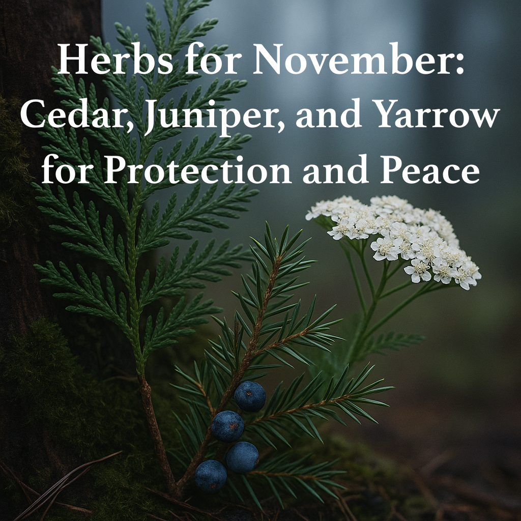 Herbs for November: Cedar, Juniper, and Yarrow for Protection and Peace
